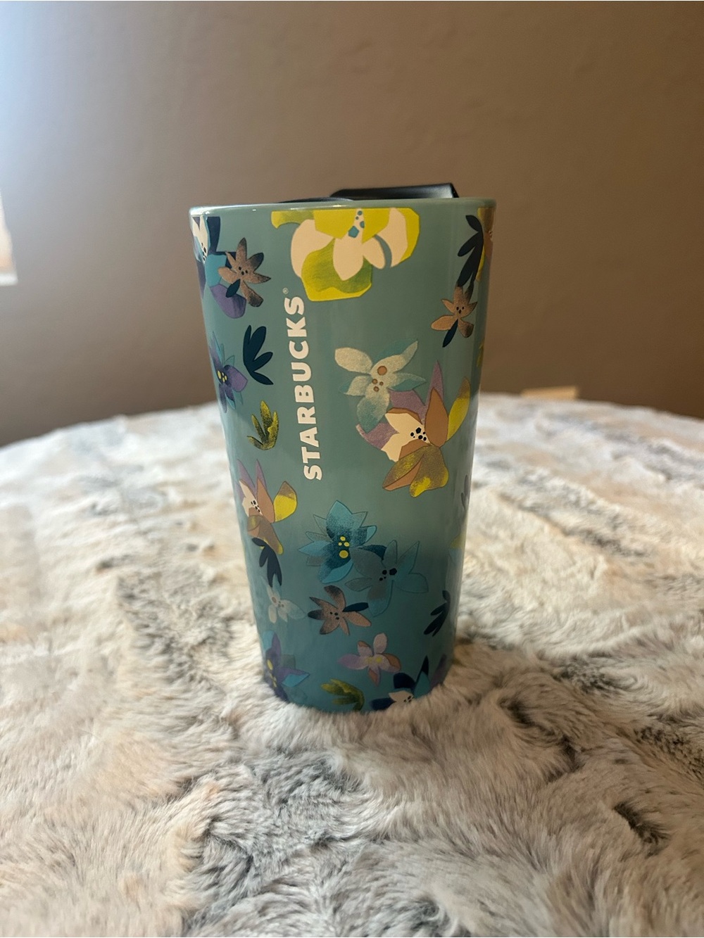 Starbucks Teal Floral Travel Tumbler